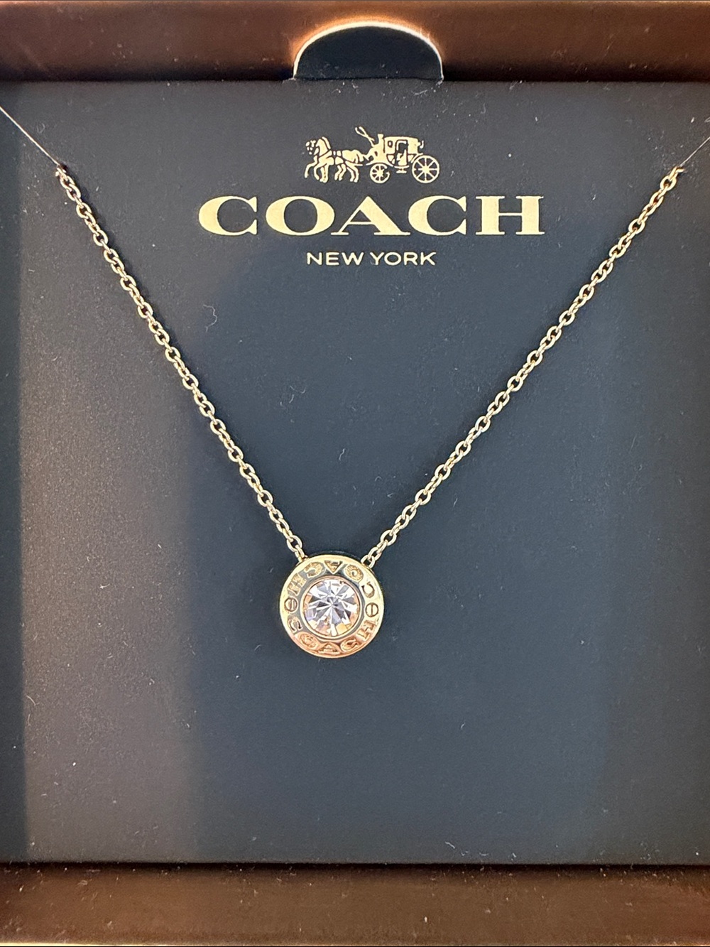 Coach Open Circle Stone Gold Necklace
